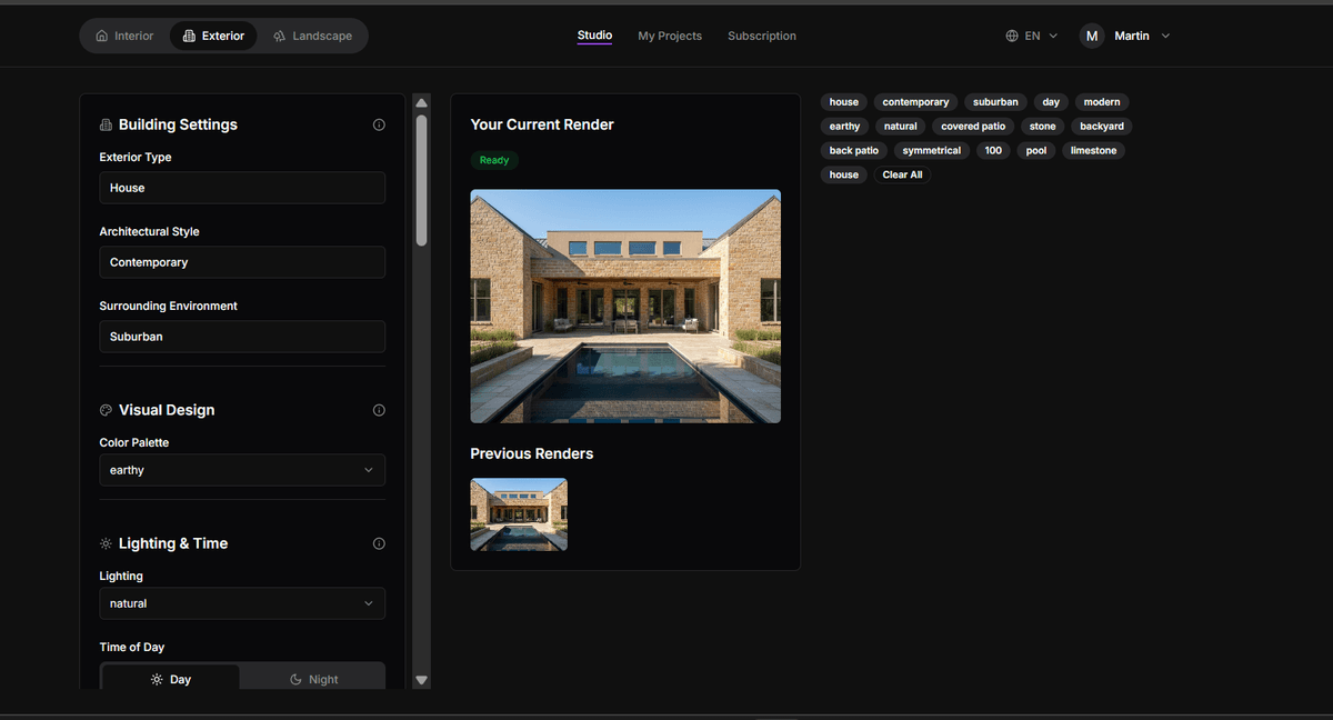 Renderspace Studio interface